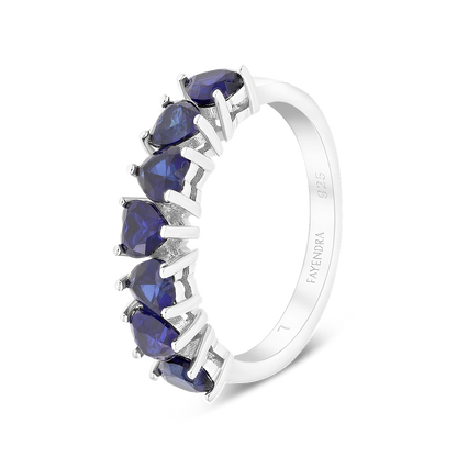 Sterling Silver 925 Ring Rhodium Plated Sapphire Corundum