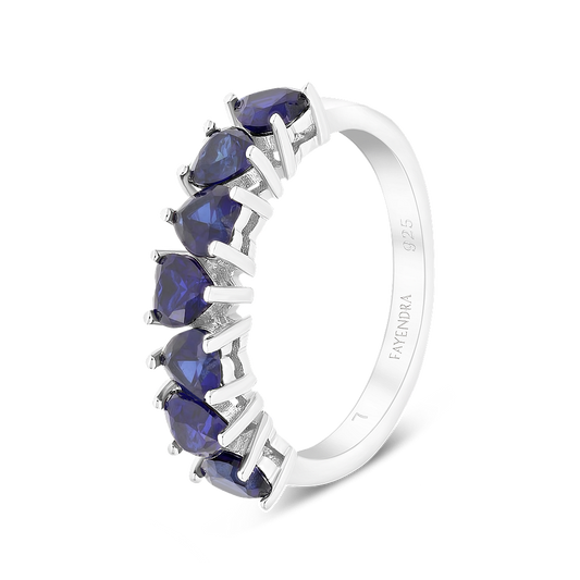 Sterling Silver 925 Ring Rhodium Plated Sapphire Corundum