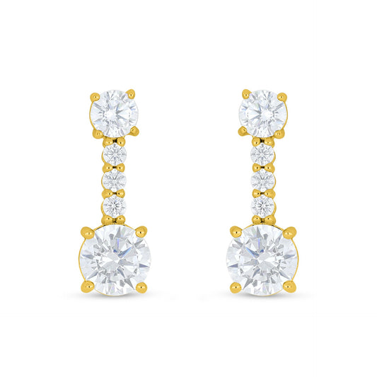Sterling Silver 925 Earring Golden Plated Embedded With White Zircon