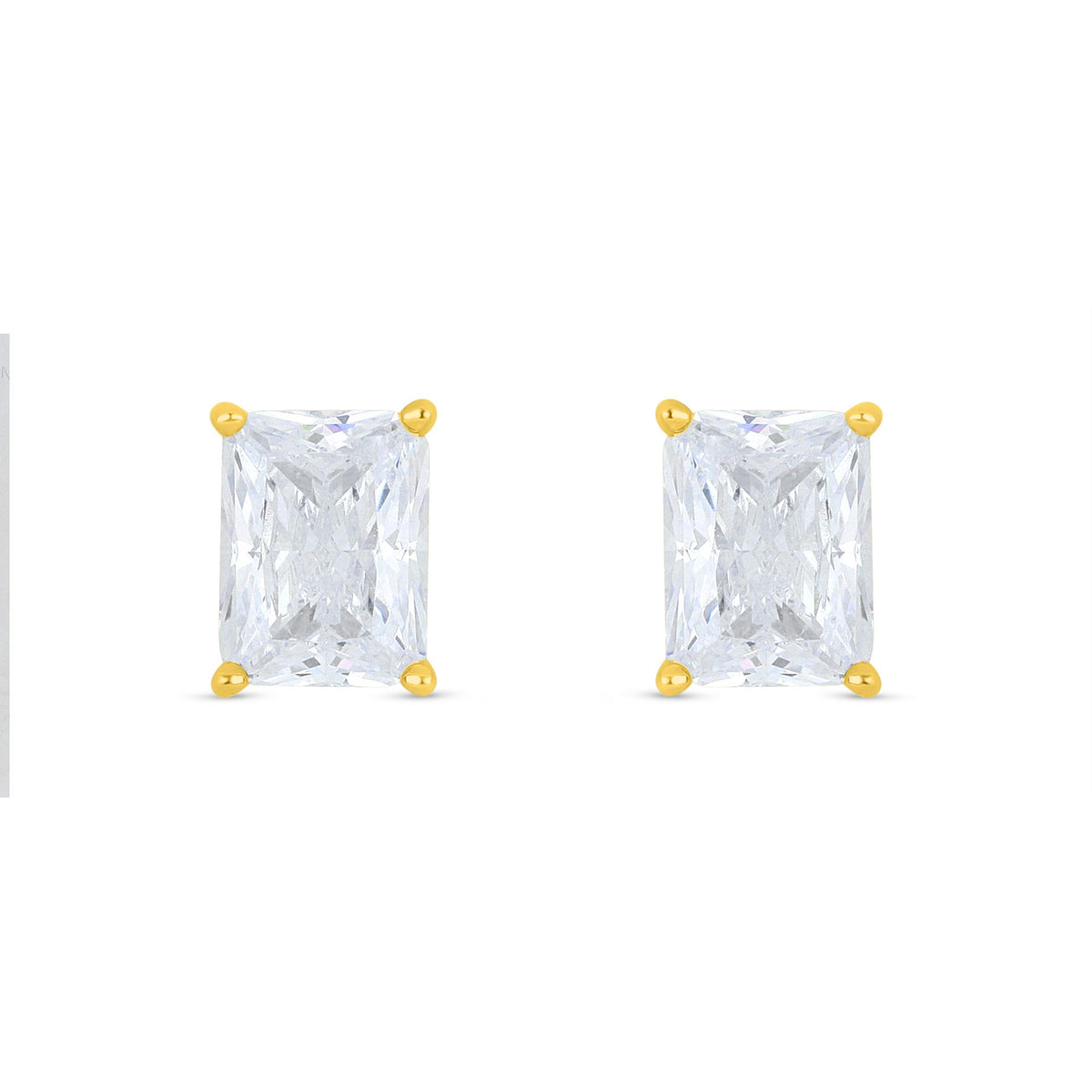 Sterling Silver 925 Earring Golden Plated Embedded With White Zircon