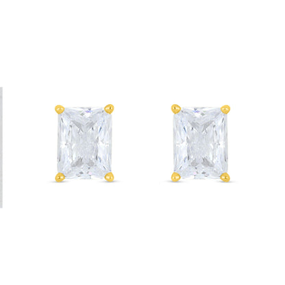 Sterling Silver 925 Earring Golden Plated Embedded With White Zircon