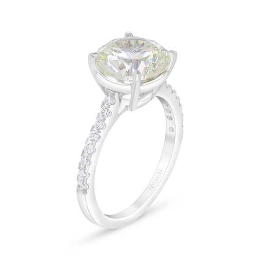 خاتم من الفضة الخالصة عيار 925 مطلي روديوم مرصع بالزركون الكناري الالماسي و فص ابيض