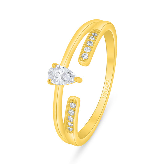 Sterling Silver 925 Ring Golden Plated Embedded With White Zircon