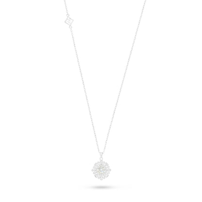 Sterling Silver 925 Necklace Rhodium Plated Embedded With Diamond Zircon And White Zircon