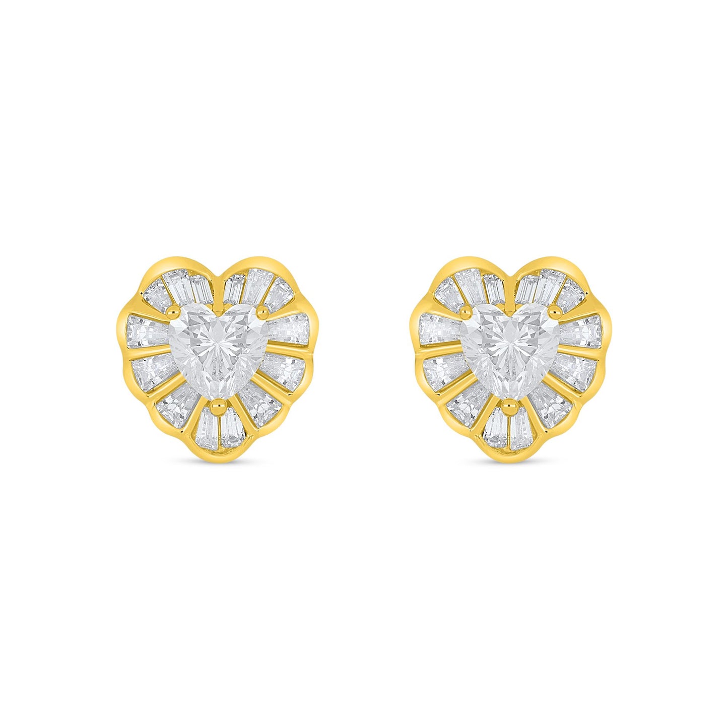 Sterling Silver 925 Earring Golden Plated Embedded With Diamond Zircon And White Zircon