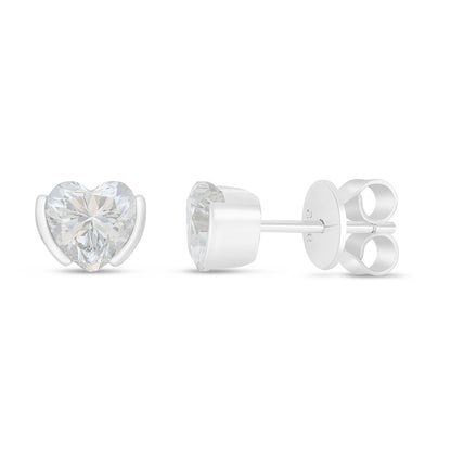 Sterling Silver 925 Earring Rhodium Plated Embedded With White Zircon