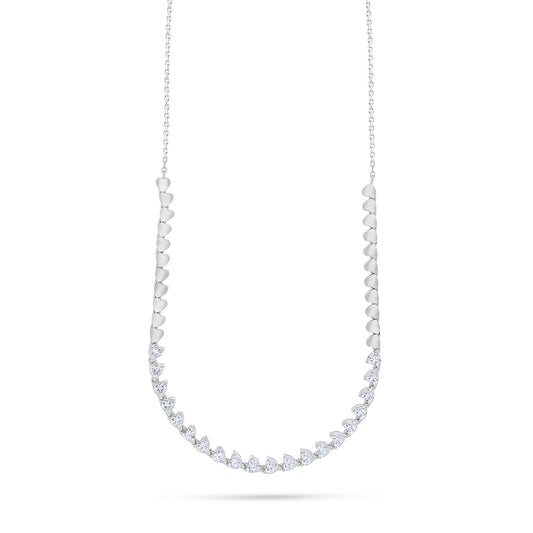 عقد من الفضة الخالصة عيار 925 مطلي روديوم مرصع فص ابيض