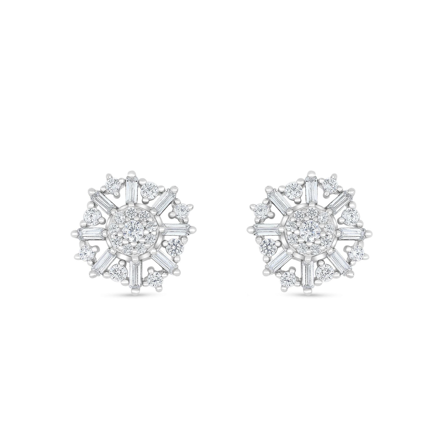 Sterling Silver 925 Earring Rhodium Plated Embedded With White Zircon
