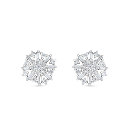 Sterling Silver 925 Earring Rhodium Plated Embedded With White Zircon
