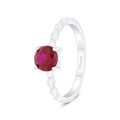 Sterling Silver 925 Ring Rhodium Plated Embedded With Ruby Corundum