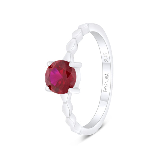 Sterling Silver 925 Ring Rhodium Plated Embedded With Ruby Corundum