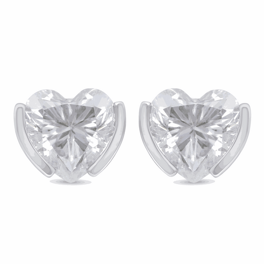 Sterling Silver 925 Earring Rhodium Plated Embedded With White Zircon
