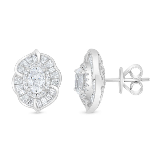 اقراط من الفضة الخالصة عيار 925 مطلية روديوم مرصعة فص ابيض