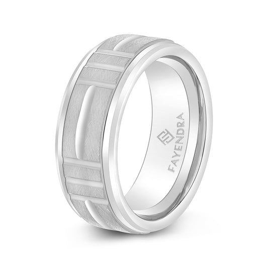 Tungsten Carbide Wedding Ring Rhodium Plated For Men