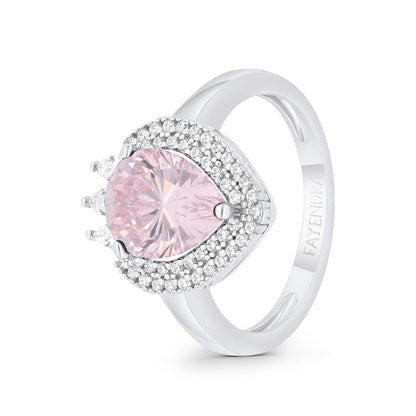 Sterling Silver 925 SET Rhodium Plated Embedded With pink  Zircon And White CZ
