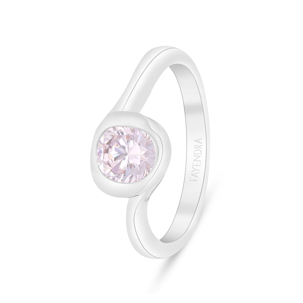 خاتم من الفضة الخالصة عيار 925 مطلي روديوم مرصع زركون بنك