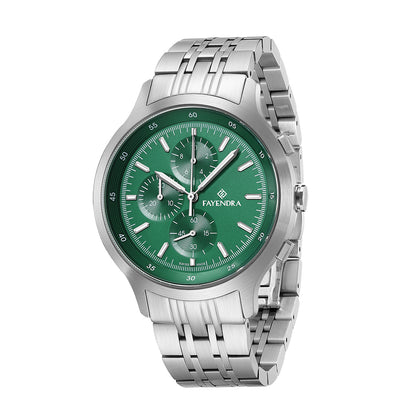 Stainless Steel 316L Watch Silver Color For Men - GREEN METAL DIAL