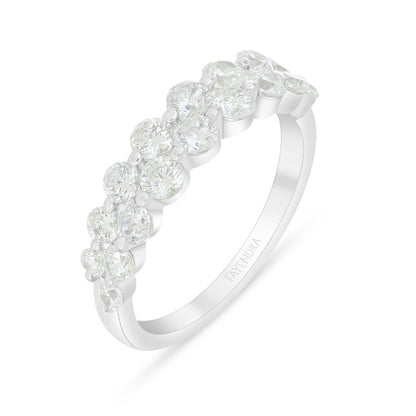 Sterling Silver 925 Ring Rhodium Plated Embedded With Diamond Zircon And White Zircon