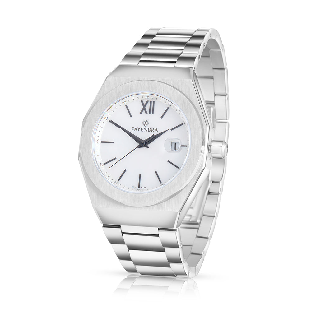 Stainless Steel 316L Watch Silver Color For Men - WHITE MOP DIAL