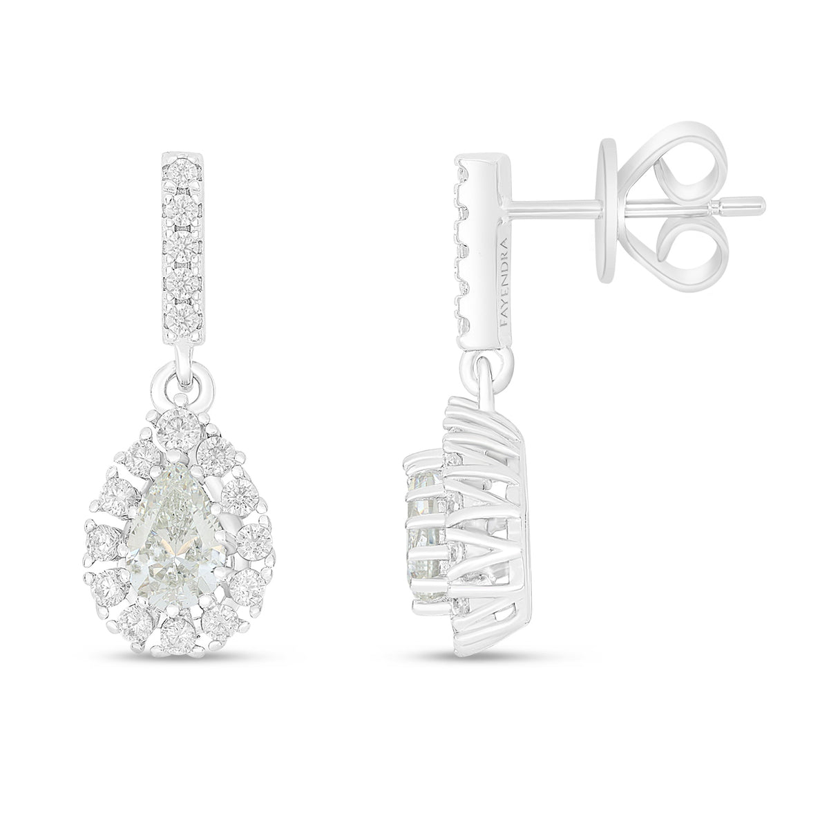 Sterling Silver 925 Earring Rhodium Plated Embedded With Diamond Zircon And White Zircon