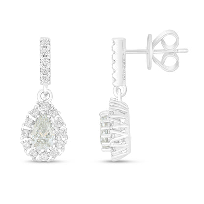 Sterling Silver 925 Earring Rhodium Plated Embedded With Diamond Zircon And White Zircon