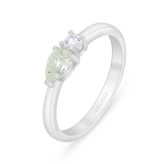 Sterling Silver 925 Ring Rhodium Plated Embedded With Diamond Zircon And White Zircon