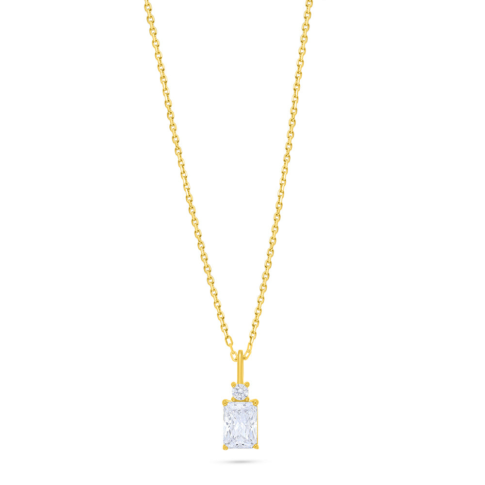 Sterling Silver 925 Necklace Golden Plated Embedded With White Zircon