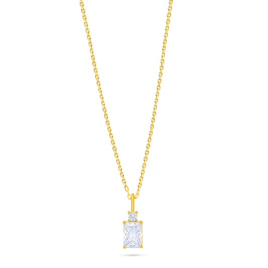 Sterling Silver 925 Necklace Golden Plated Embedded With White Zircon