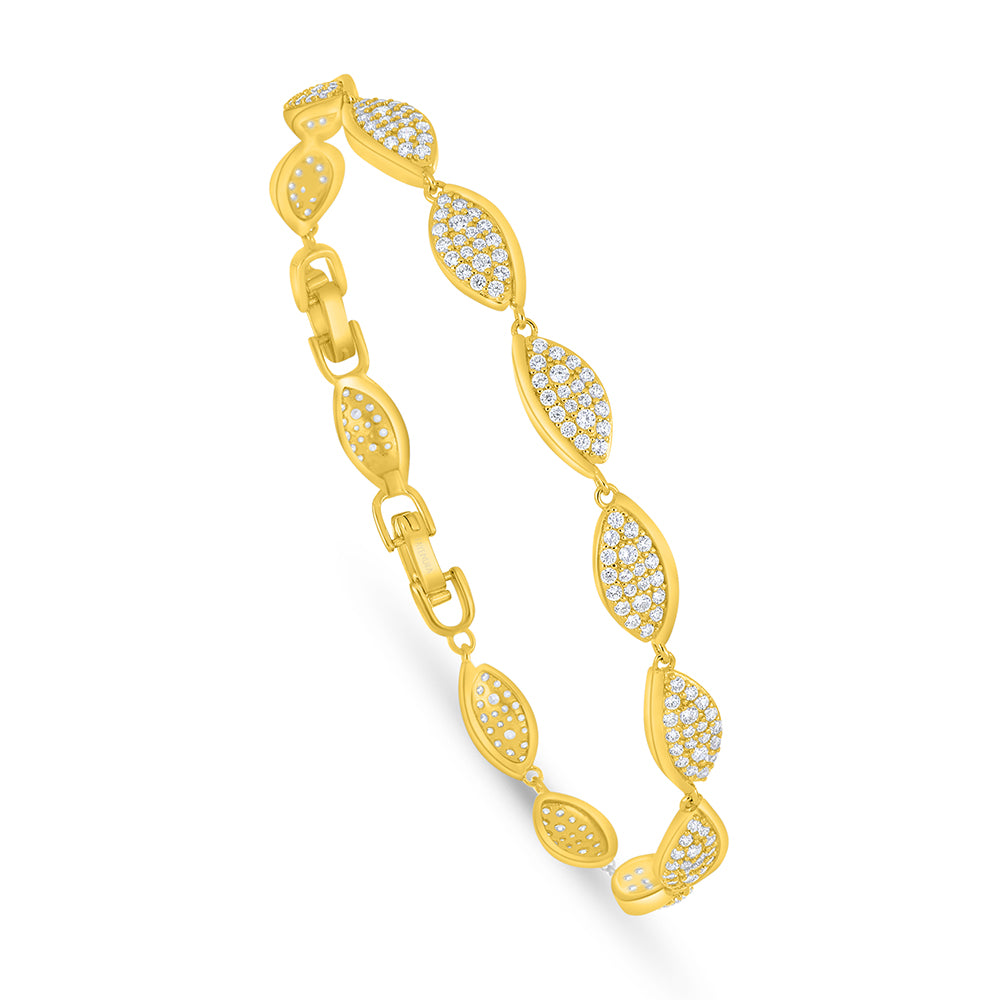 Sterling Silver 925 Bracelet Golden Plated Embedded With White Zircon