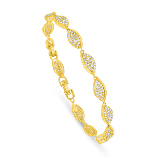 Sterling Silver 925 Bracelet Golden Plated Embedded With White Zircon