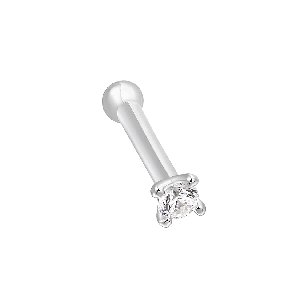 Sterling Silver 925  Nose Rings Rhodium Plated Embedded With Natural CVD Diamonds