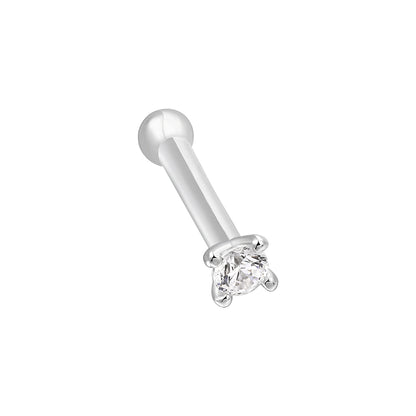 Sterling Silver 925  Nose Rings Rhodium Plated Embedded With Natural CVD Diamonds