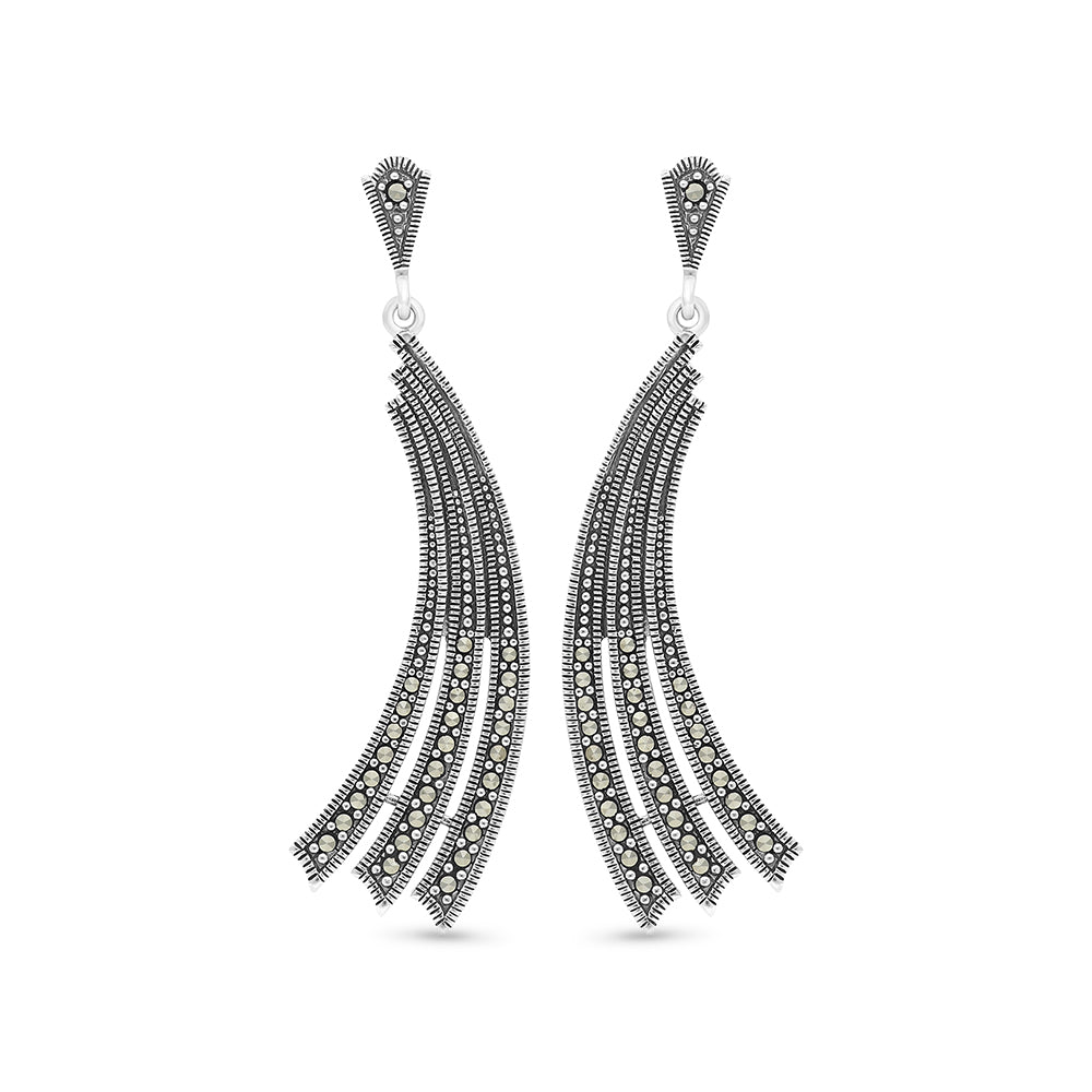 Sterling Silver 925 Earring Embedded With Marcasite Stones