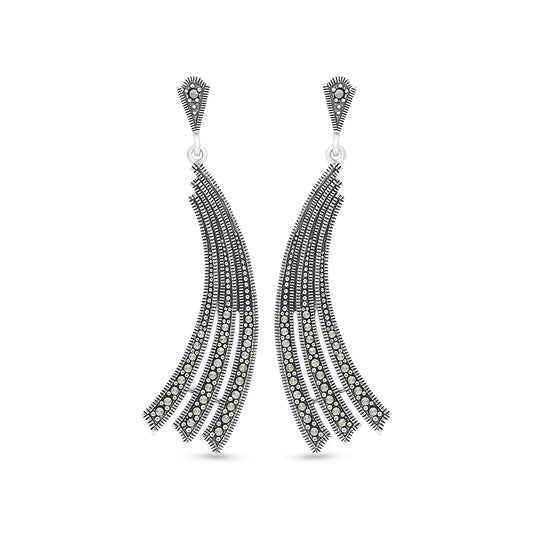 Sterling Silver 925 Earring Embedded With Marcasite Stones