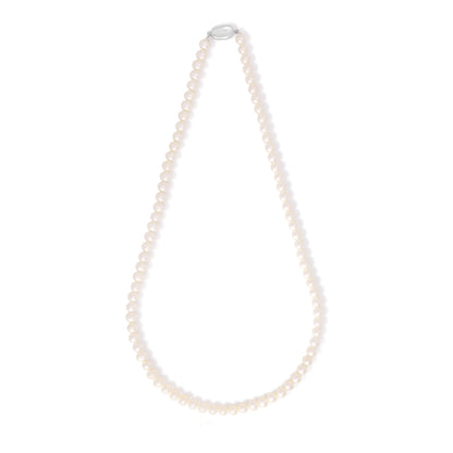 Necklace Of Natural White Pearl Round Beads 5-6 mm Round Beads With Stainless Steel 316L clasp