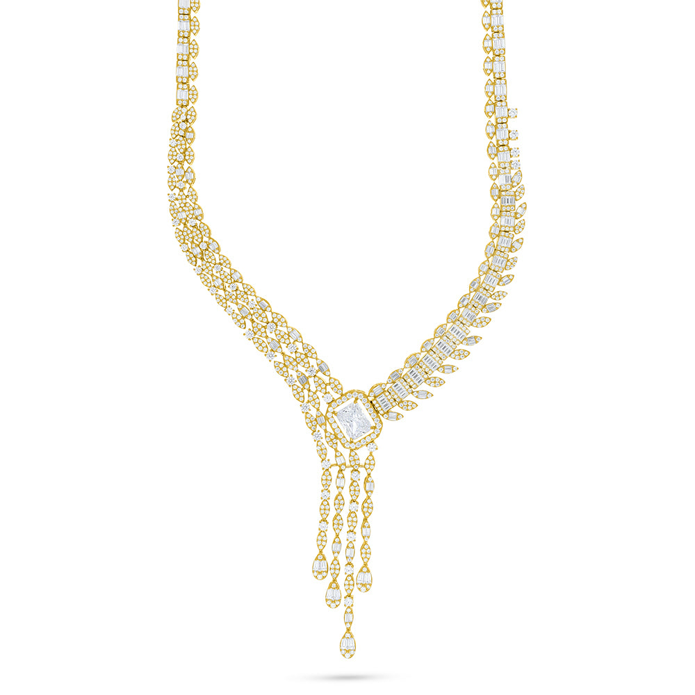 Sterling Silver 925 Set Golden Plated Embedded With White Zircon