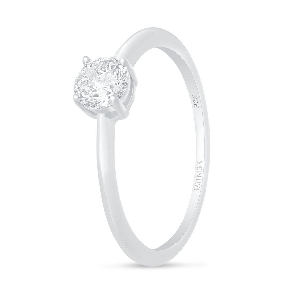 Sterling Silver 925 Ring Rhodium Plated Embedded With White Zircon
