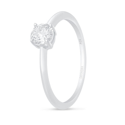 Sterling Silver 925 Ring Rhodium Plated Embedded With White Zircon