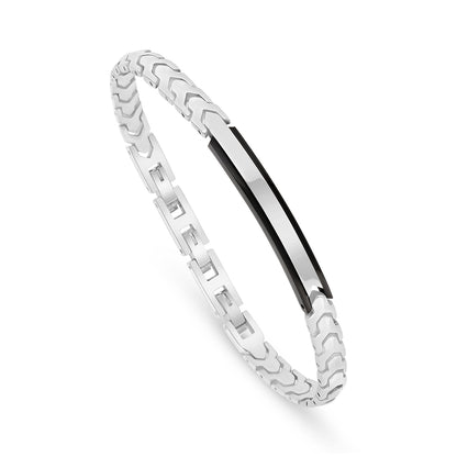 اسورة رجالي ستانلس ستيل لون فضي و اسود عيار 316L 