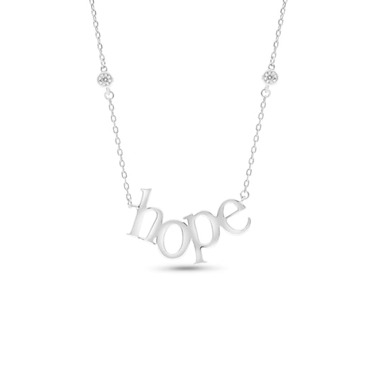 Sterling Silver 925 Necklace Rhodium Plated Embedded With White CZ
