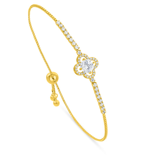 Sterling Silver 925 Bracelet Golden Plated Embedded With White Zircon