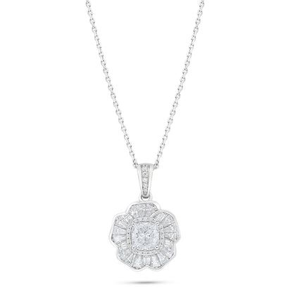 Sterling Silver 925 Necklace Rhodium Plated Embedded With White Zircon