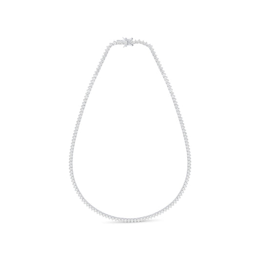 Sterling Silver 925 Necklace Rhodium Plated Embedded With White Zircon