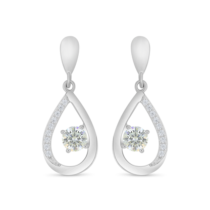 Sterling Silver 925 Earring Rhodium Plated Embedded With Diamond Zircon And White Zircon