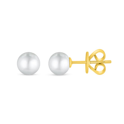 Sterling Silver 925 Earring Golden Plated Embedded With Natural White Pearl
