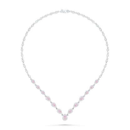 Sterling Silver 925 SET Rhodium Plated Embedded With pink  Zircon And White Zircon