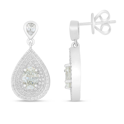 Sterling Silver 925 Earring Rhodium Plated Embedded With Diamond Zircon And White Zircon