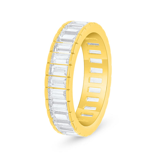 Sterling Silver 925 Ring Golden Plated Embedded With White Zircon