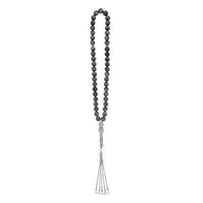 Oxidized Silver Rosary Beads – 33 Handmade Prayer Beads Set for meditation and spiritual practice.