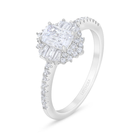 خاتم من الفضة الخالصة عيار 925 مطلي روديوم مرصع فص ابيض